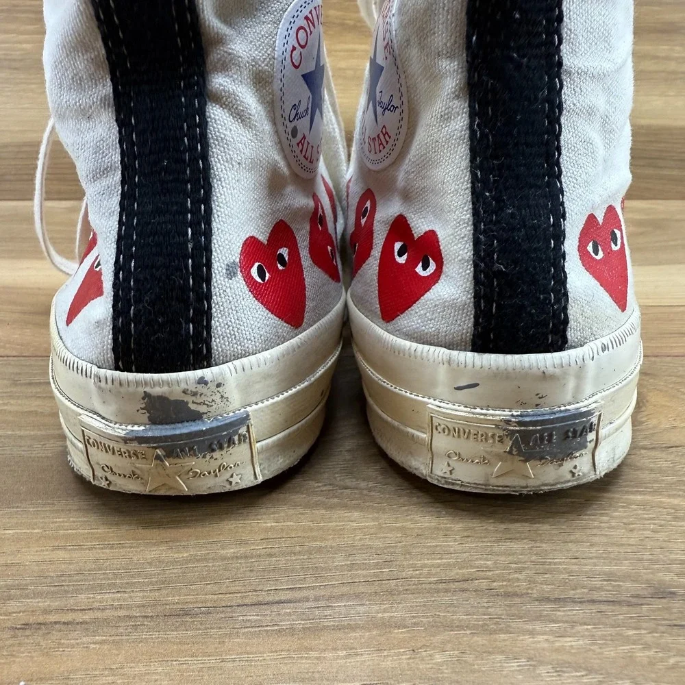 Comme Des Garcons Play Converse Mens 8 White High Top Sneakers